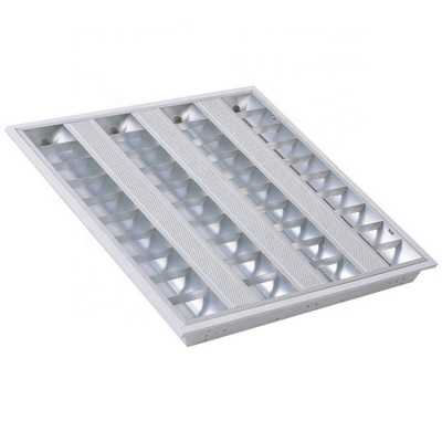 T8 ceiling V leaf louver fitting 60x60 3x18w 4x18w LED fluorescent grille light